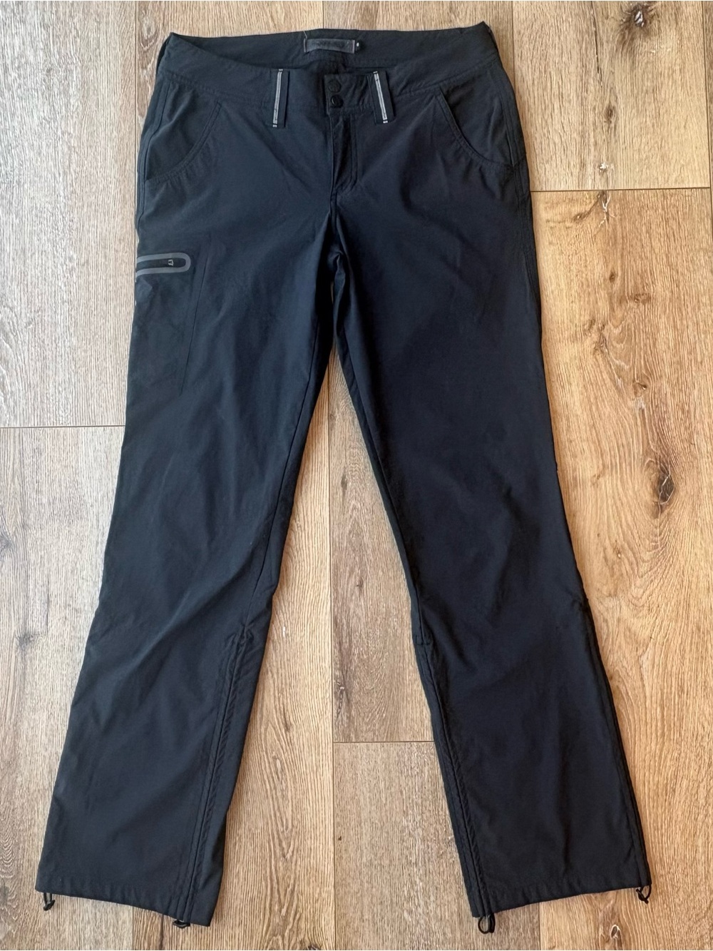 Gramicci Women Size 4 Black Hiking Climbing Pants Cargo Zip Pocket Toggle Ankle